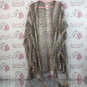 La Express kimono cardigan tassle detail Neutral Snake Print Kimono coverup